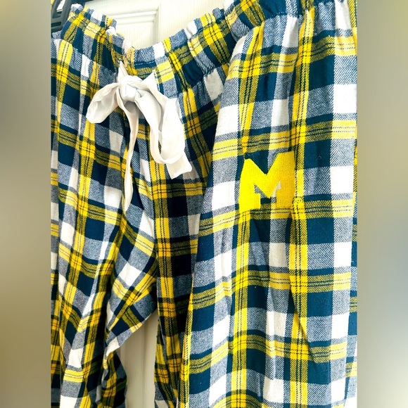 Concepts Sport Michigan Blue Yellow Plaid Ribbon Drawstring Unisex PJ Pants XL - Picture 3 of 4